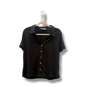 Jane and Delancey Classic Black Button-Down Shirt